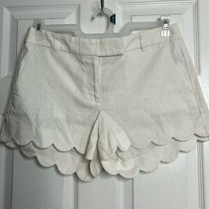 J Crew White Scallop Shorts Summer Pockets
